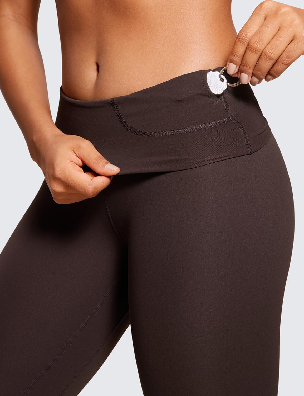 imageCRZ YOGA Butterluxe Super High Waist Leggings 25quot Buttery Soft Womens Yoga Pants Workout Over BellyHot Fudge Brown