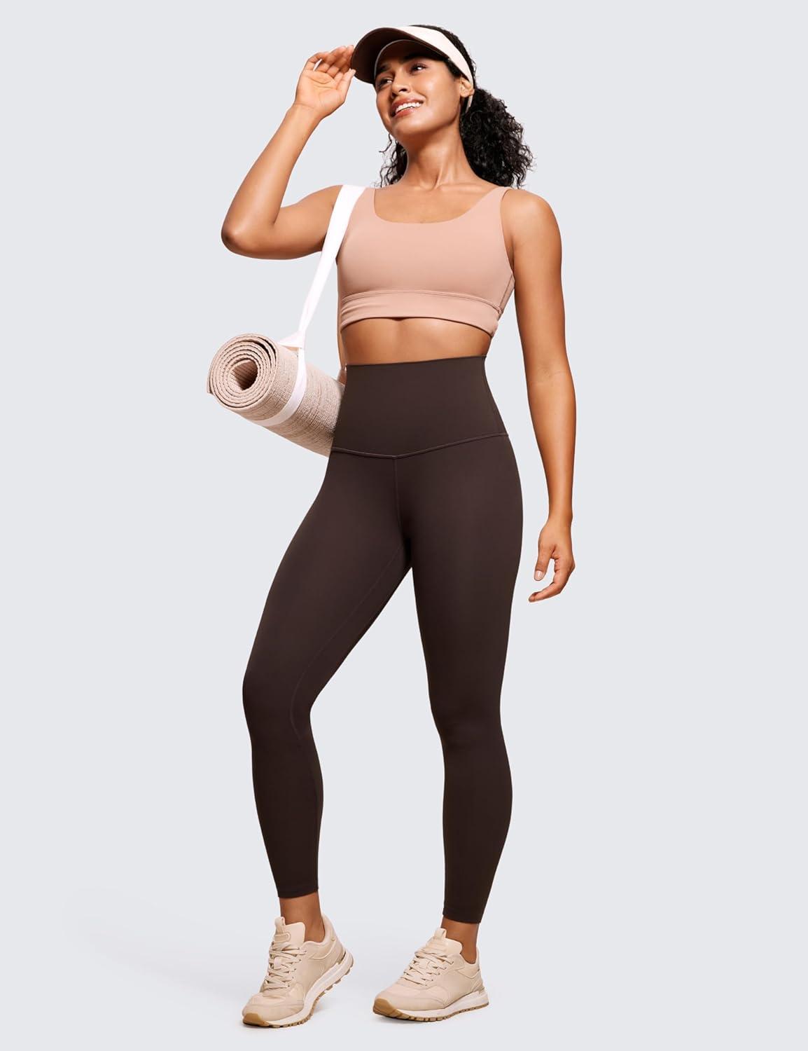 imageCRZ YOGA Butterluxe Super High Waist Leggings 25quot Buttery Soft Womens Yoga Pants Workout Over BellyHot Fudge Brown