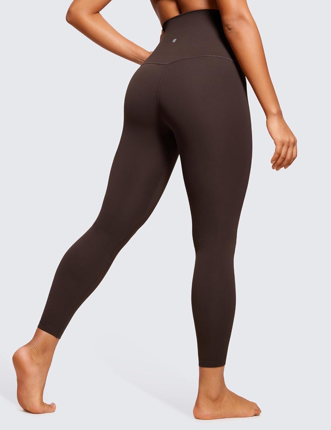 imageCRZ YOGA Butterluxe Super High Waist Leggings 25quot Buttery Soft Womens Yoga Pants Workout Over BellyHot Fudge Brown