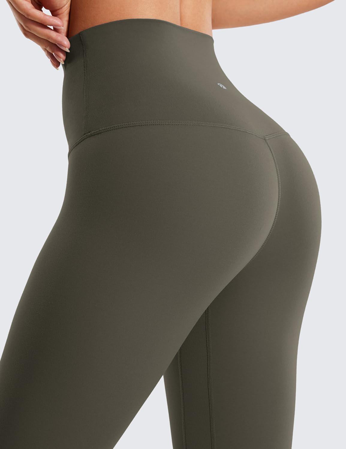 imageCRZ YOGA Butterluxe Super High Waist Leggings 25quot Buttery Soft Womens Yoga Pants Workout Over BellyLight Army Green