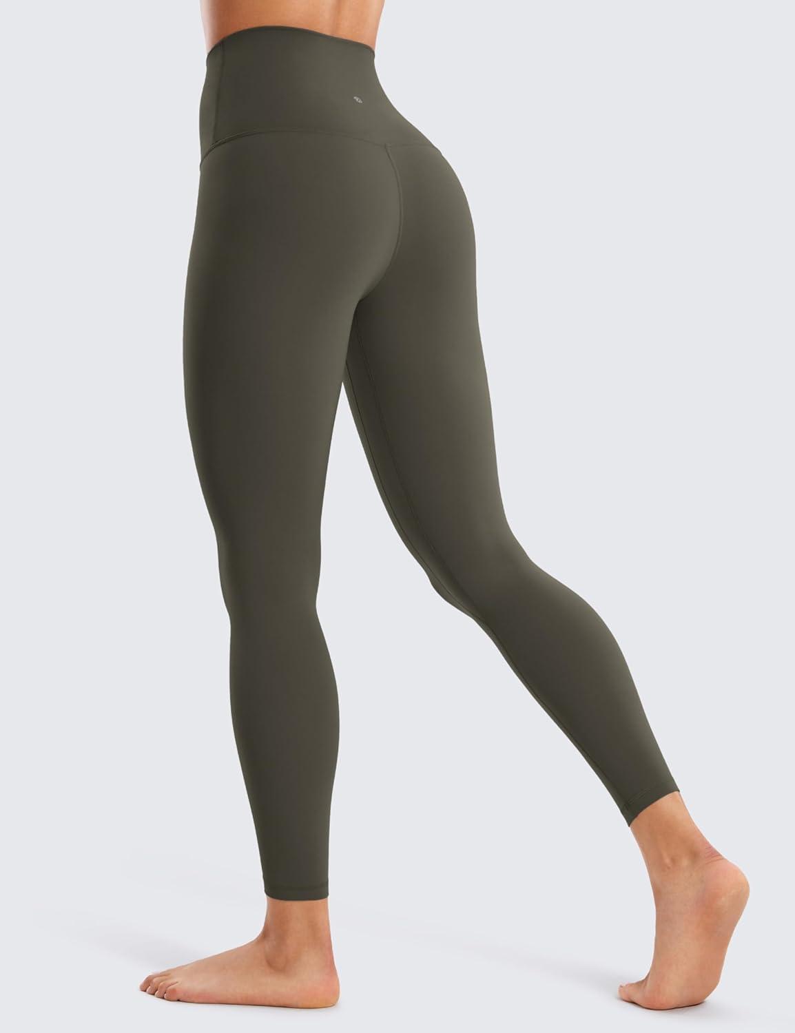imageCRZ YOGA Butterluxe Super High Waist Leggings 25quot Buttery Soft Womens Yoga Pants Workout Over BellyLight Army Green