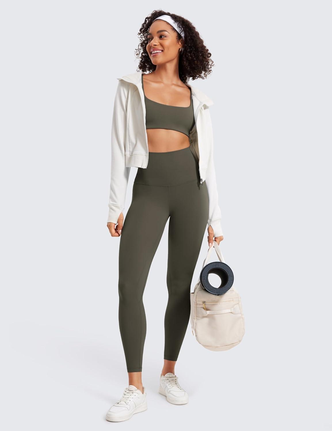 imageCRZ YOGA Butterluxe Super High Waist Leggings 25quot Buttery Soft Womens Yoga Pants Workout Over BellyLight Army Green