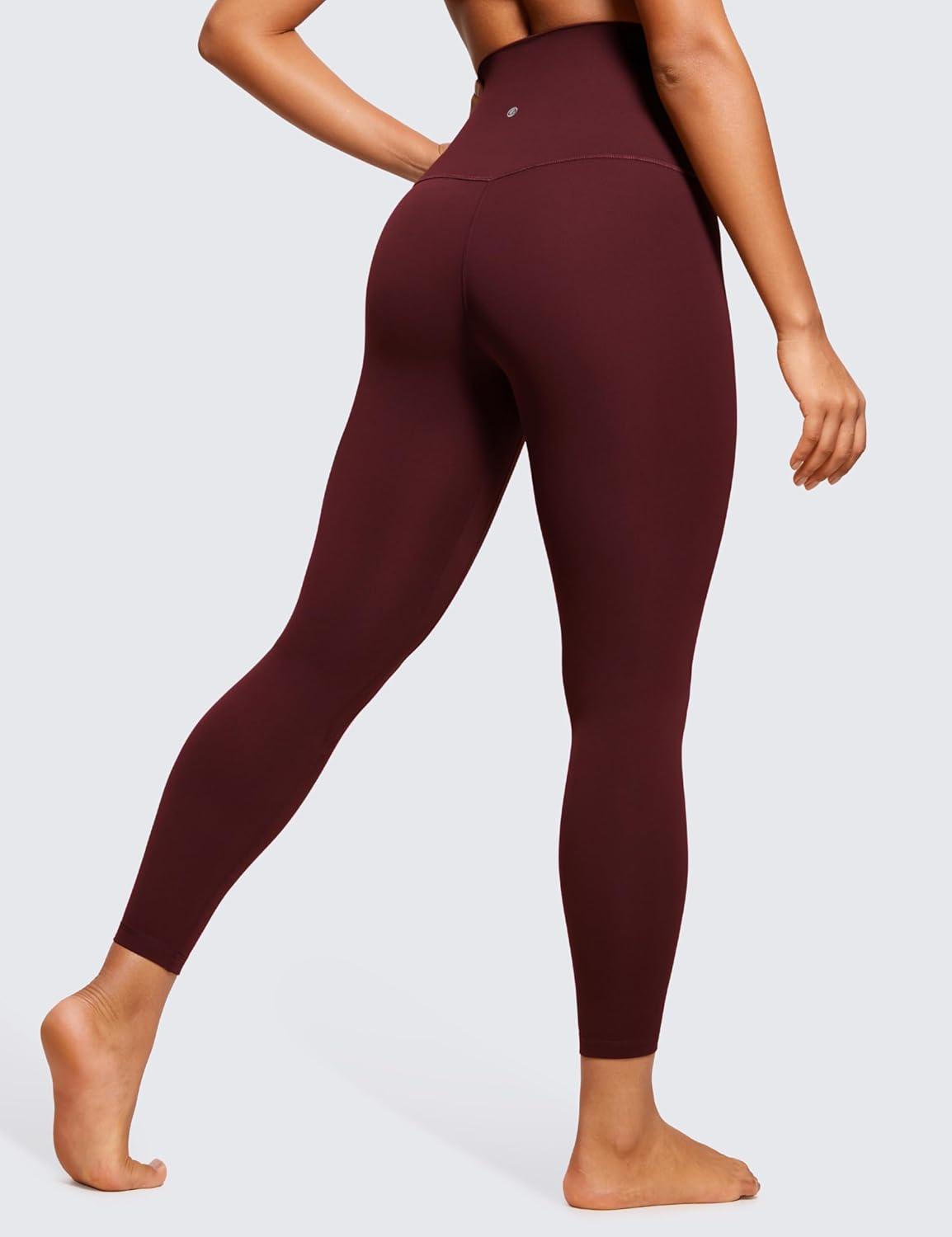 imageCRZ YOGA Butterluxe Super High Waist Leggings 25quot Buttery Soft Womens Yoga Pants Workout Over BellyRed Merlot