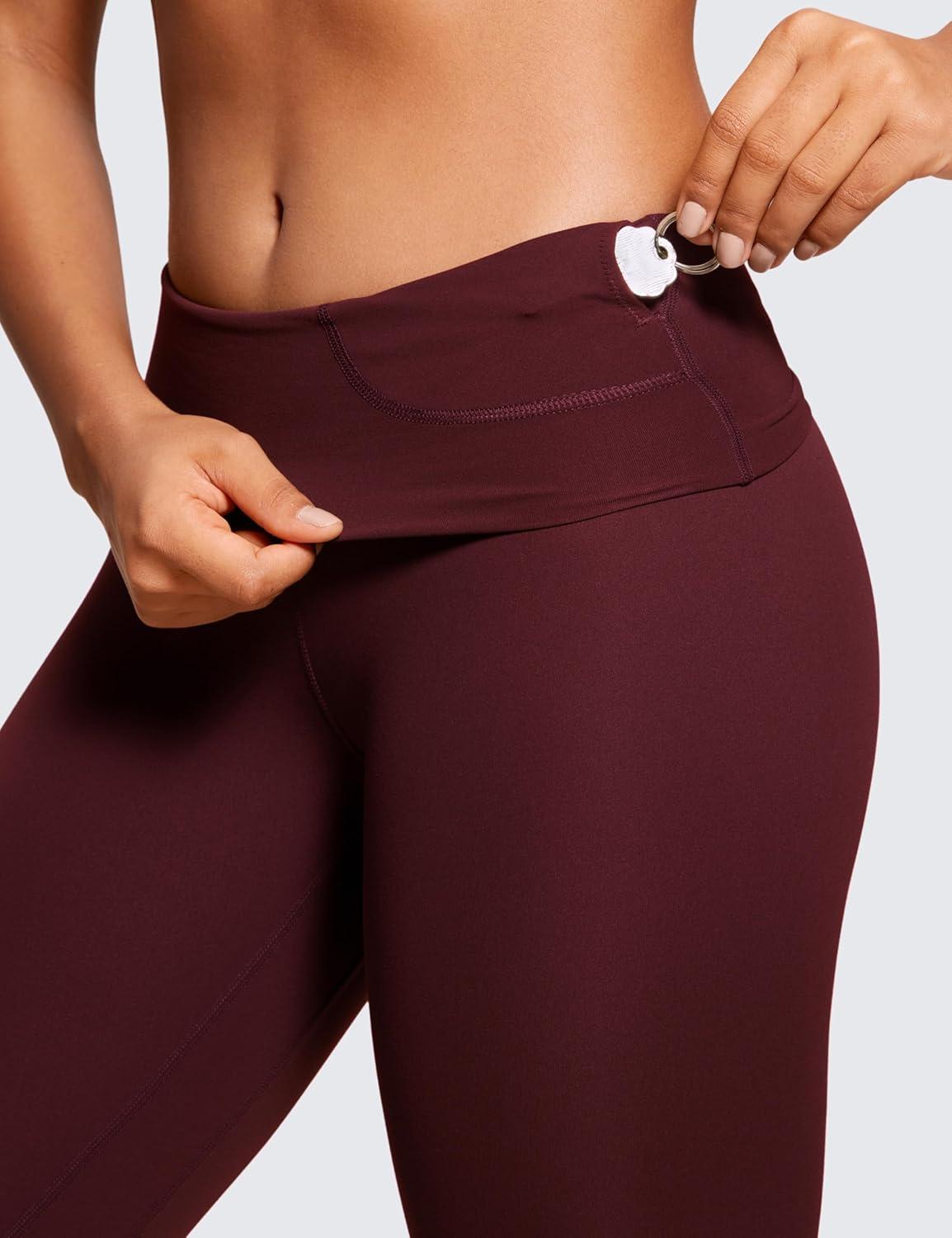 imageCRZ YOGA Butterluxe Super High Waist Leggings 25quot Buttery Soft Womens Yoga Pants Workout Over BellyRed Merlot