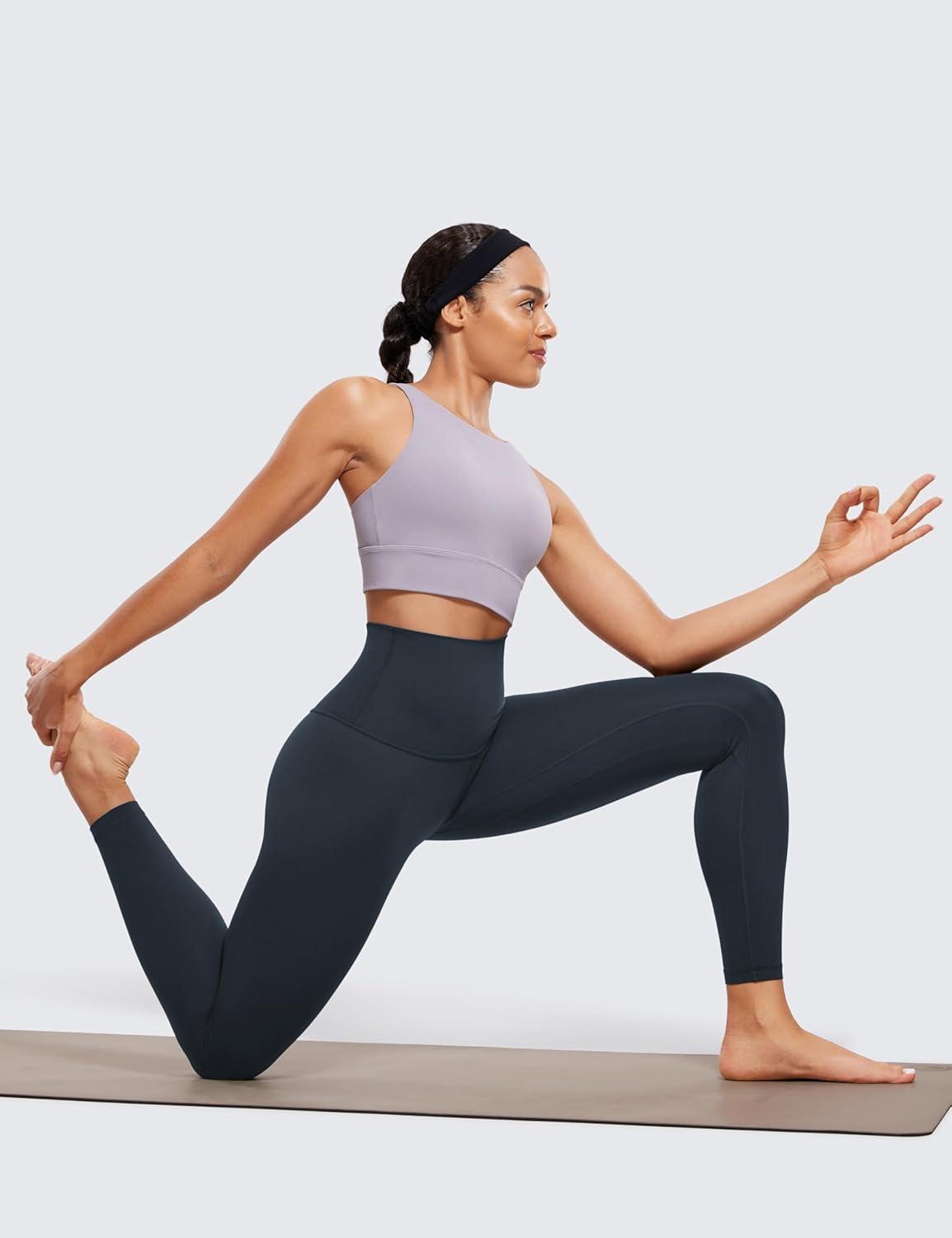 imageCRZ YOGA Butterluxe Super High Waist Leggings 25quot Buttery Soft Womens Yoga Pants Workout Over BellyTrue Navy