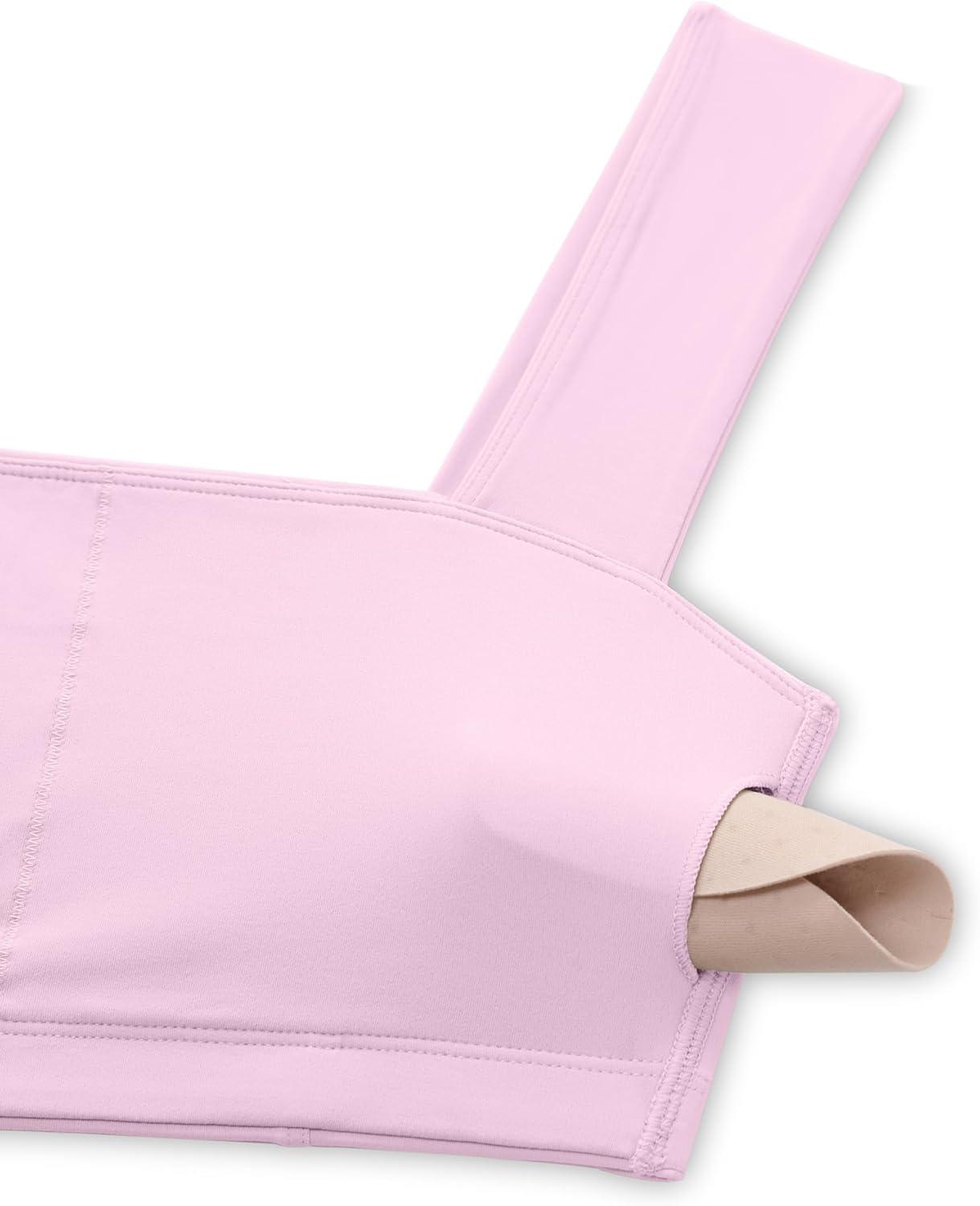 imageCRZ YOGA Butterluxe Wide Straps Sports Bras for Women Square Neck Padded Open Back Camisole Yoga Crop TopVita Pink