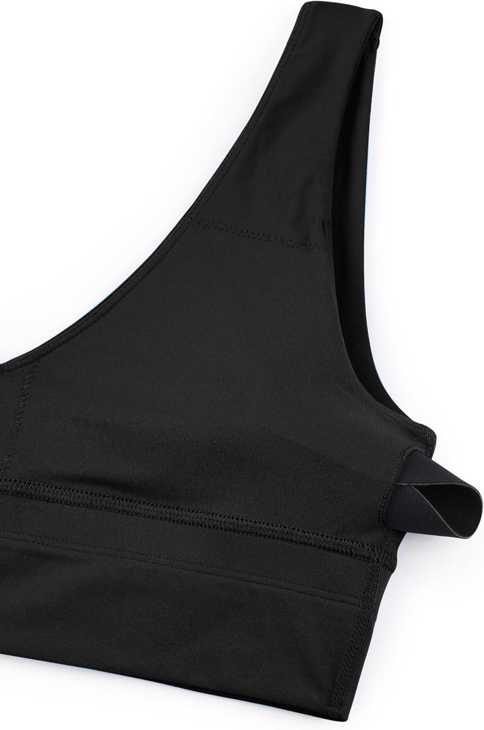 imageCRZ YOGA Butterluxe Womens VNeck Longline Sports Bra Wireless UShaped Open Back Yoga Low Impact Padded Crop TopBlack