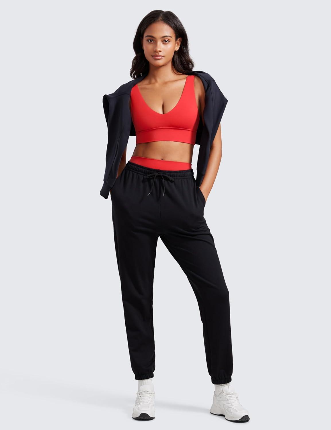 imageCRZ YOGA Butterluxe Womens VNeck Longline Sports Bra Wireless UShaped Open Back Yoga Low Impact Padded Crop TopDeep Red