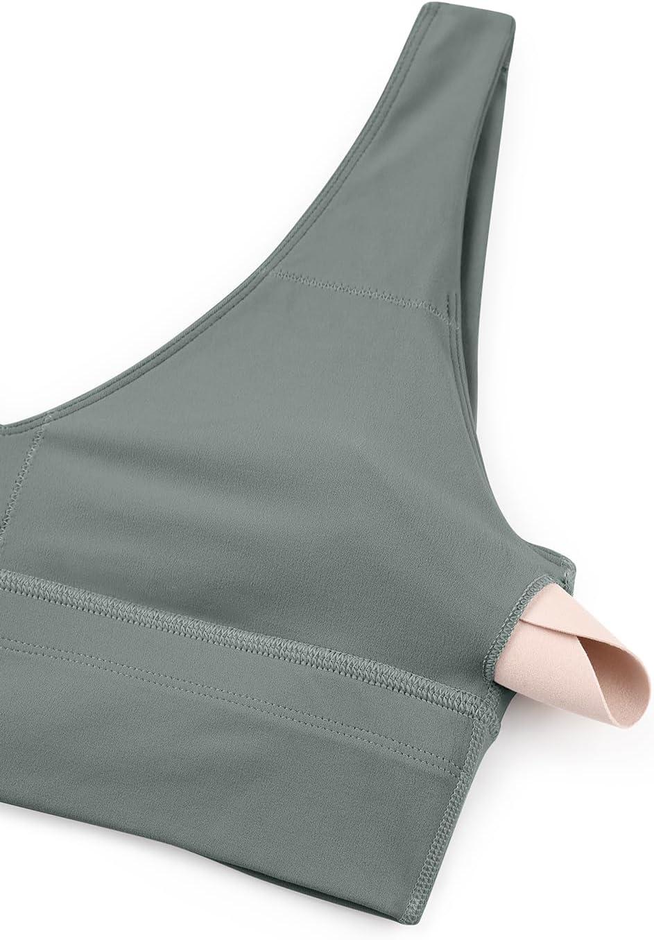 imageCRZ YOGA Butterluxe Womens VNeck Longline Sports Bra Wireless UShaped Open Back Yoga Low Impact Padded Crop TopGrey Sage