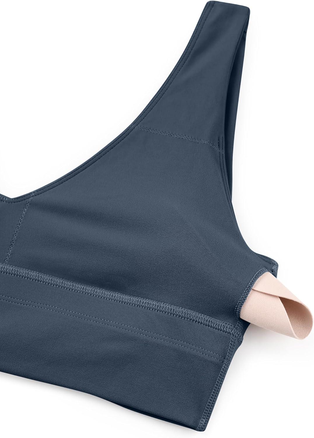 imageCRZ YOGA Butterluxe Womens VNeck Longline Sports Bra Wireless UShaped Open Back Yoga Low Impact Padded Crop TopStelindigo