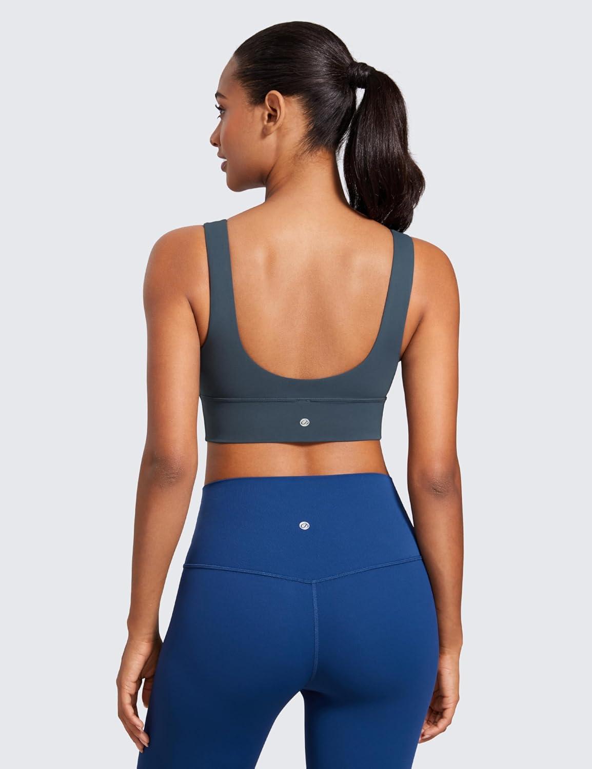 imageCRZ YOGA Butterluxe Womens VNeck Longline Sports Bra Wireless UShaped Open Back Yoga Low Impact Padded Crop TopStelindigo