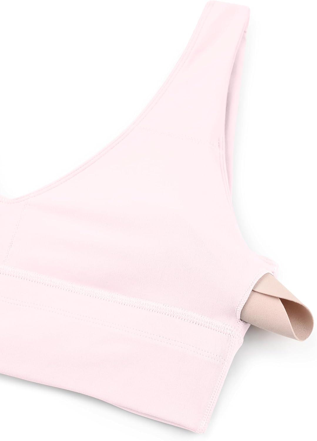 imageCRZ YOGA Butterluxe Womens VNeck Longline Sports Bra Wireless UShaped Open Back Yoga Low Impact Padded Crop TopStrawberry Pink