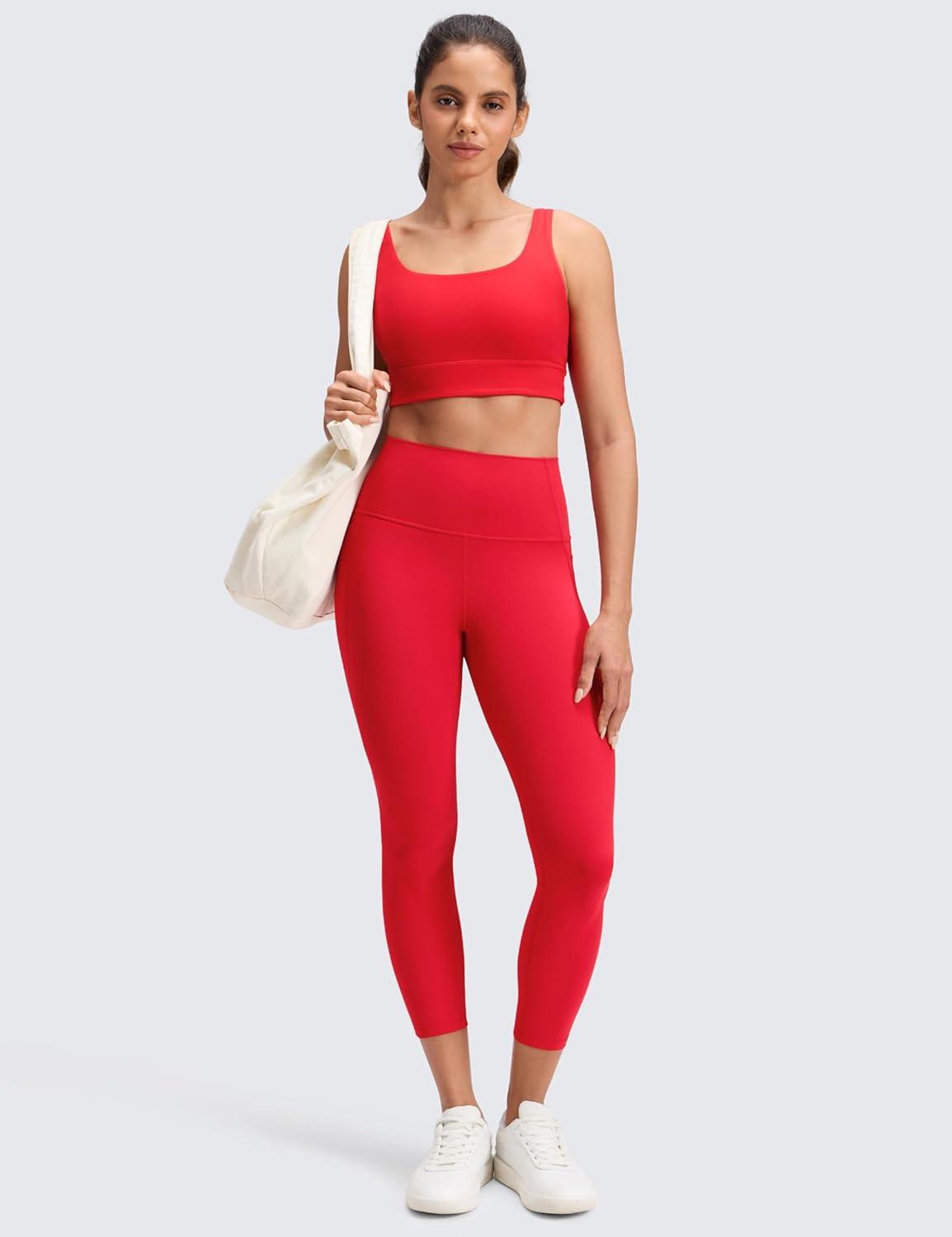 imageCRZ YOGA Butterluxe Workout Capri Leggings Pockets 23quot High Waist Gym Womens Crop Pants Yoga Buttery SoftAurora Red