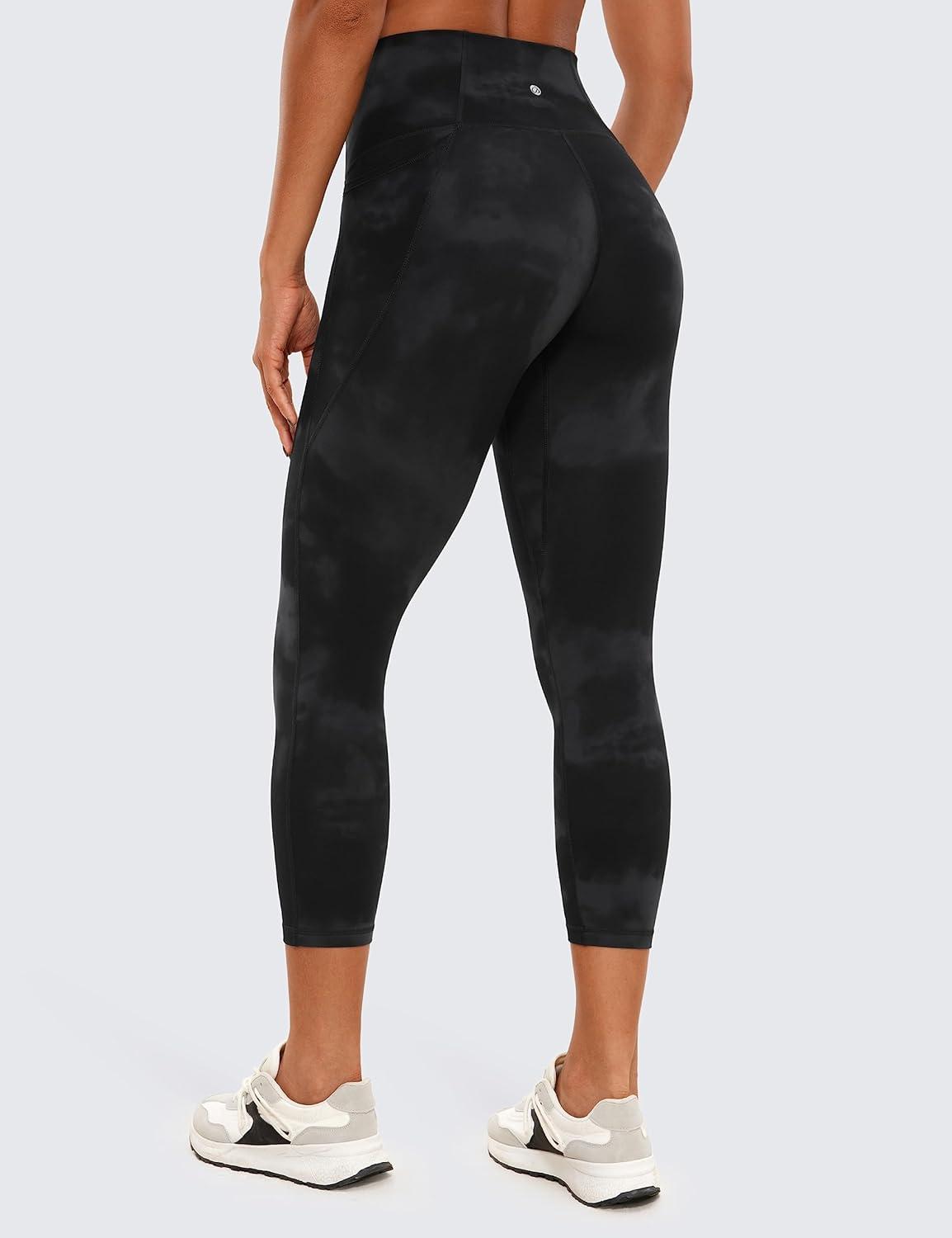 imageCRZ YOGA Butterluxe Workout Capri Leggings Pockets 23quot High Waist Gym Womens Crop Pants Yoga Buttery SoftBlack Tie Dye Flowers