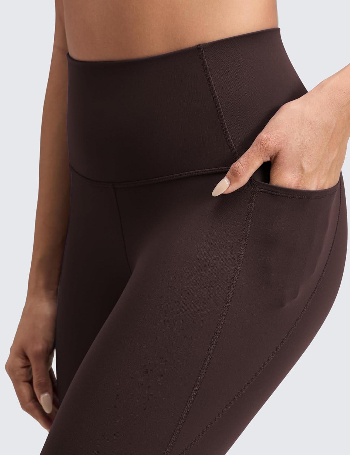 imageCRZ YOGA Butterluxe Workout Capri Leggings Pockets 23quot High Waist Gym Womens Crop Pants Yoga Buttery SoftHot Fudge Brown