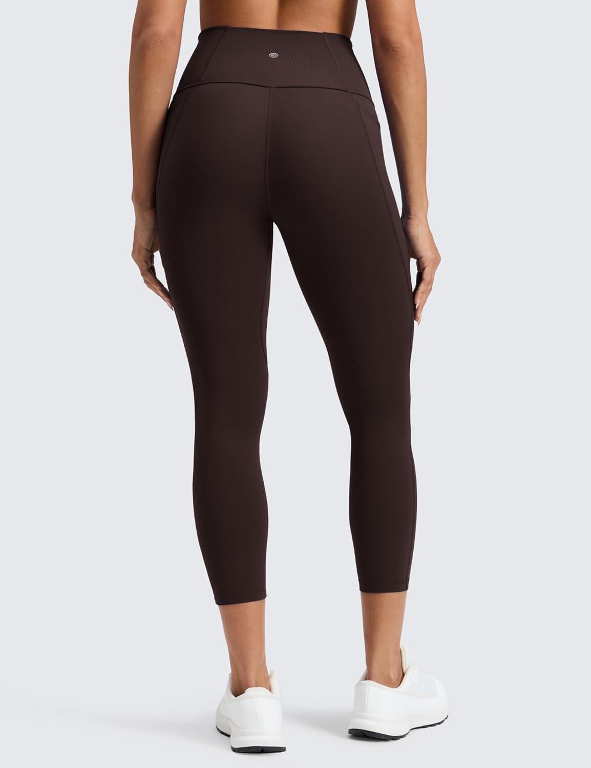 imageCRZ YOGA Butterluxe Workout Capri Leggings Pockets 23quot High Waist Gym Womens Crop Pants Yoga Buttery SoftHot Fudge Brown