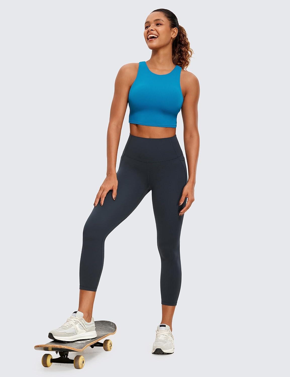 imageCRZ YOGA Butterluxe Workout Capri Leggings Pockets 23quot High Waist Gym Womens Crop Pants Yoga Buttery SoftTrue Navy