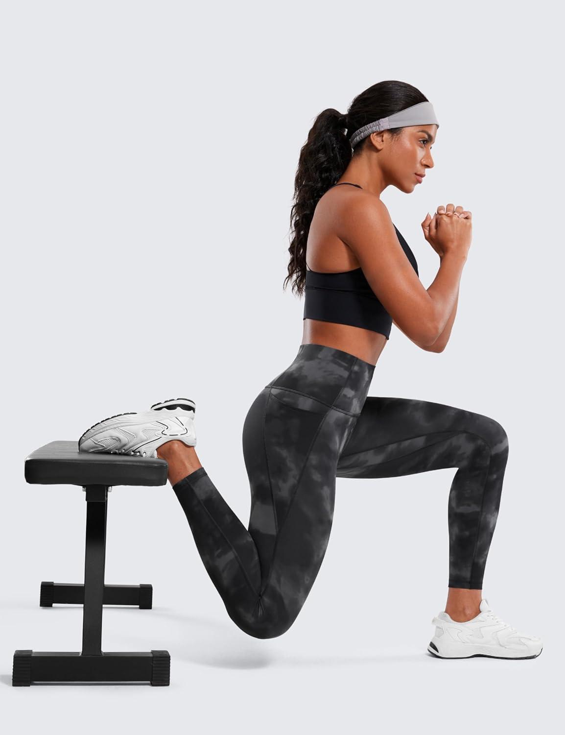 imageCRZ YOGA Butterluxe Workout Leggings Pockets 25 High Waisted Gym Womens Yoga Pants Buttery SoftGrey Tie Dye Flowers