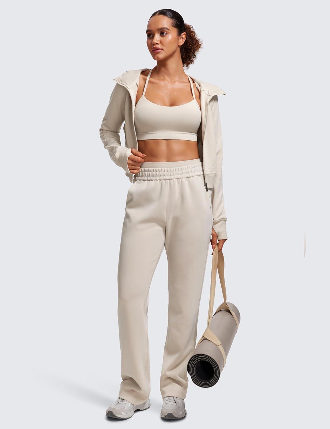 imageCRZ YOGA Butterluxe Y Back Sports Bras for Women Padded Racerback Low Impact Spaghetti Thin Strap Workout Yoga TopMojave Tan