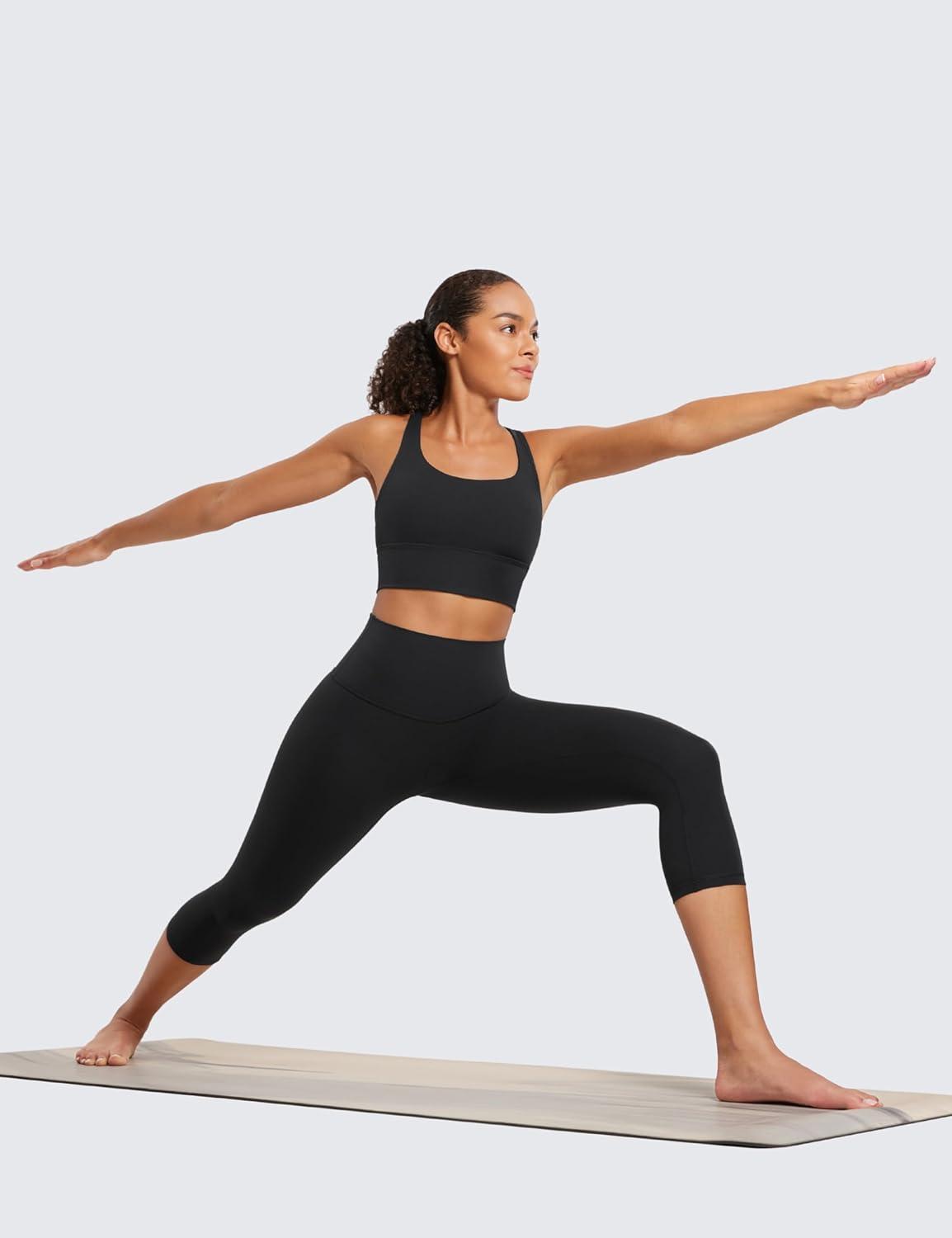 imageCRZ YOGA Butterluxe Yoga Capris Leggings 19 High Waisted Workout Buttery Soft Athletic Lounge Womens Crop PantsBlack