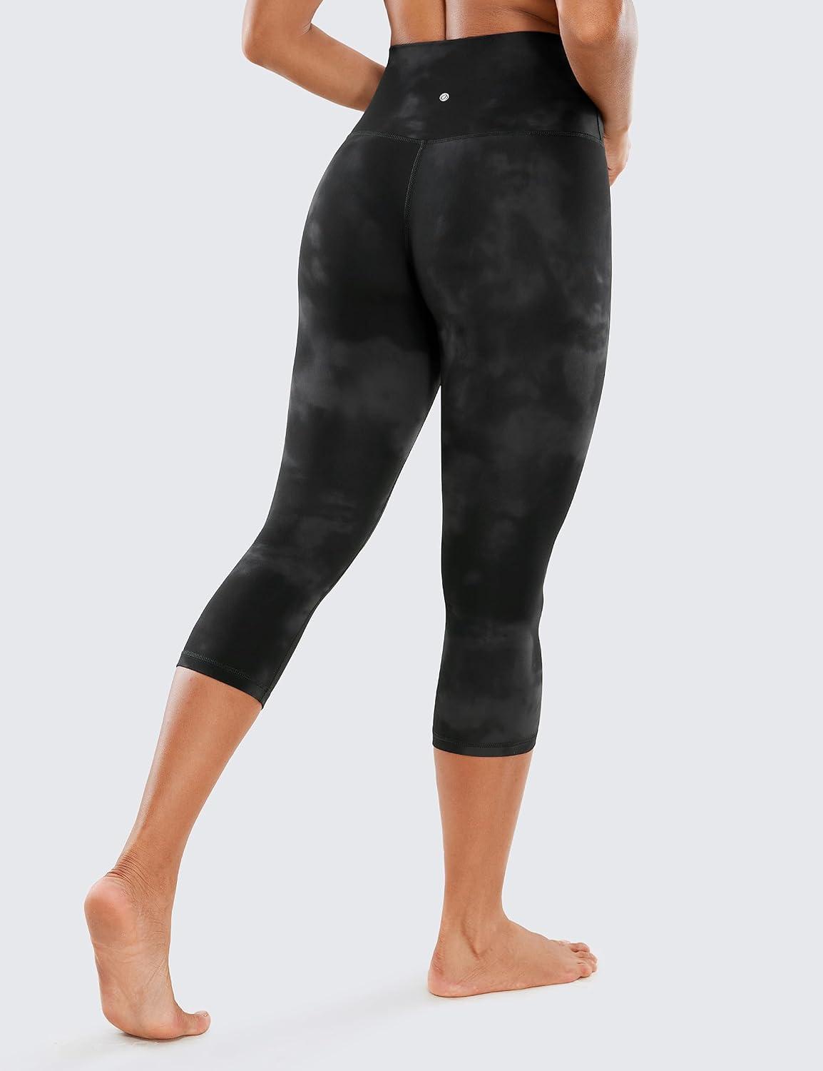 imageCRZ YOGA Butterluxe Yoga Capris Leggings 19 High Waisted Workout Buttery Soft Athletic Lounge Womens Crop PantsBlack Tie Dye Flowers