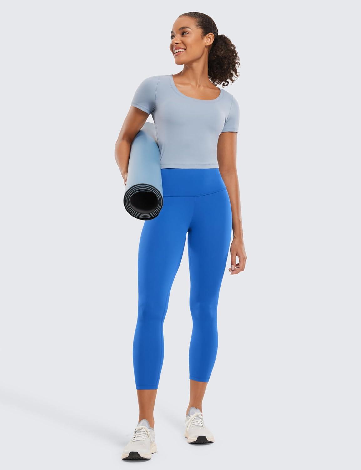 imageCRZ YOGA Butterluxe Yoga Capris Leggings 23 High Waisted Buttery Soft Workout Womens Lounge PantsSparkle Blue