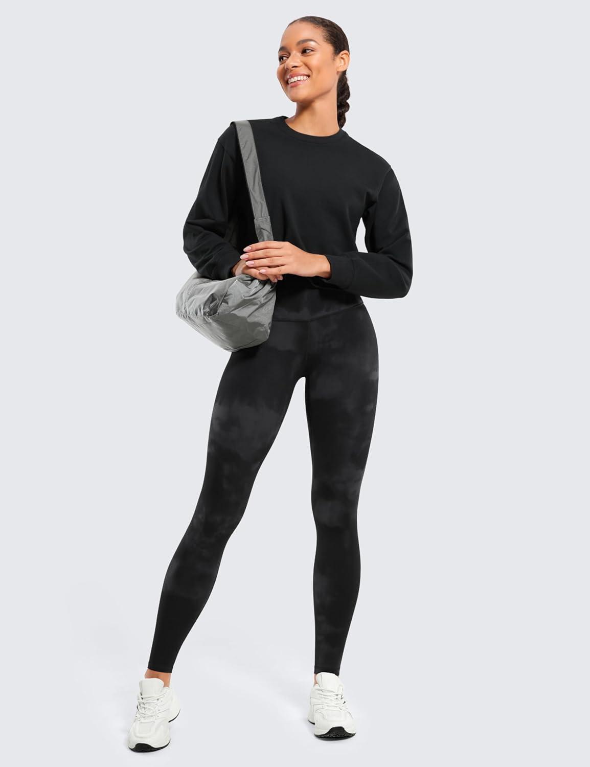 imageCRZ YOGA Butterluxe Yoga Leggings 28 High Waisted Womens Workout Lounge Pants Buttery SoftBlack Tie Dye Flowers