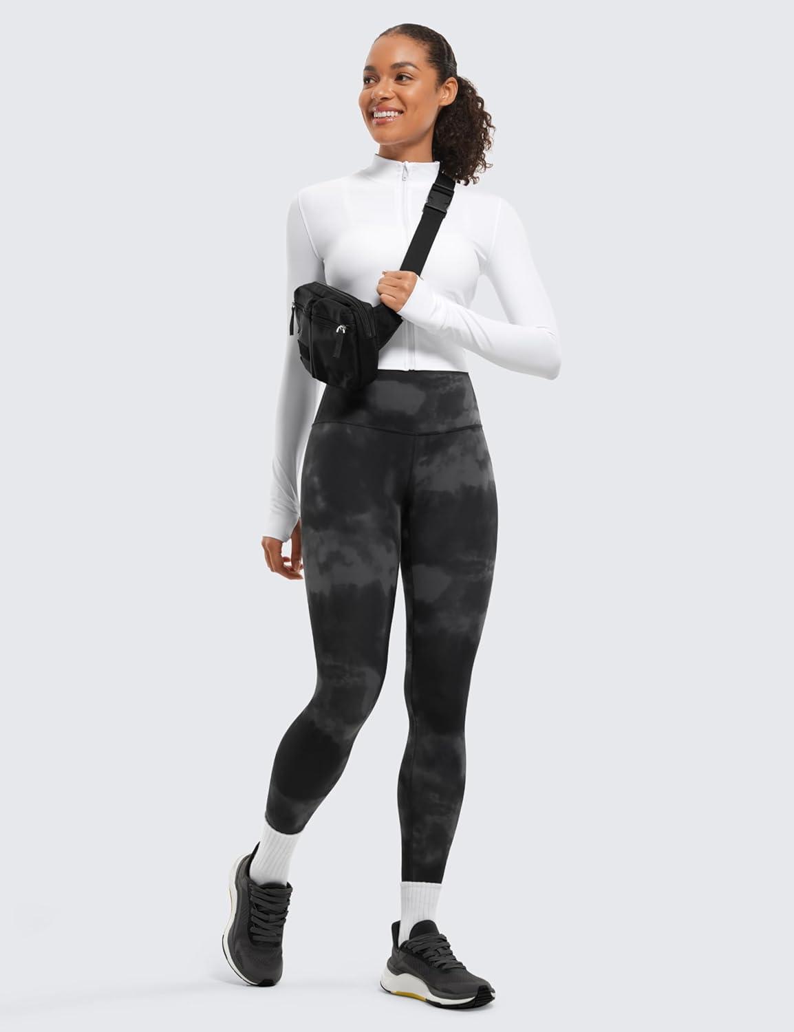 imageCRZ YOGA Butterluxe Yoga Leggings 28 High Waisted Womens Workout Lounge Pants Buttery SoftGrey Tie Dye Flowers