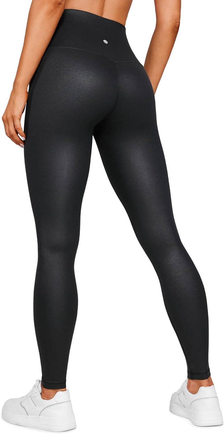 imageCRZ YOGA Butterluxe Yoga Leggings 31quot Extra Long High Waisted Workout Lounge Pants for Tall WomenFaux Leather Black