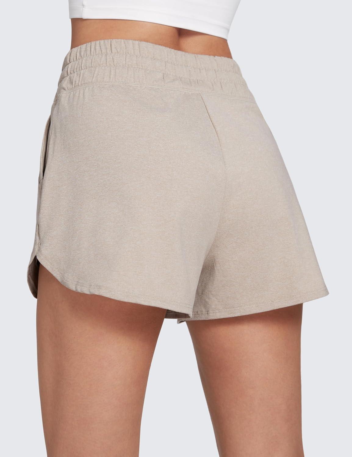 imageCRZ YOGA Cloud Jersey Dolphin Sweat Shorts for Women 3quot High Waisted for Casual Athletic Lounge with PocketsMojave Tan