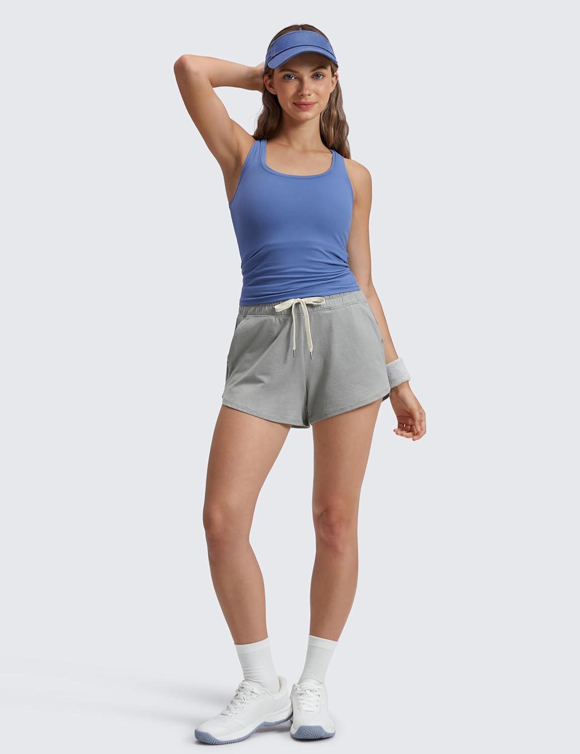 imageCRZ YOGA Cloud Jersey Dolphin Sweat Shorts for Women 3quot High Waisted for Casual Athletic Lounge with PocketsSterling