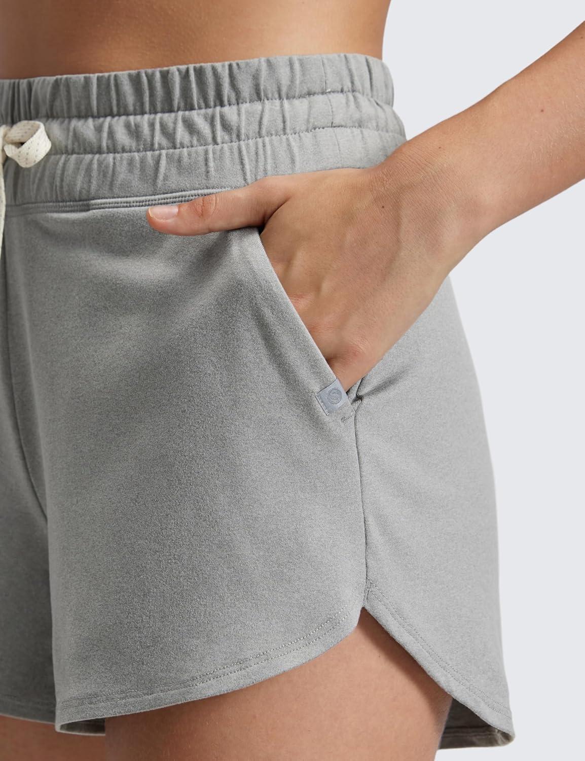 imageCRZ YOGA Cloud Jersey Dolphin Sweat Shorts for Women 3quot High Waisted for Casual Athletic Lounge with PocketsSterling