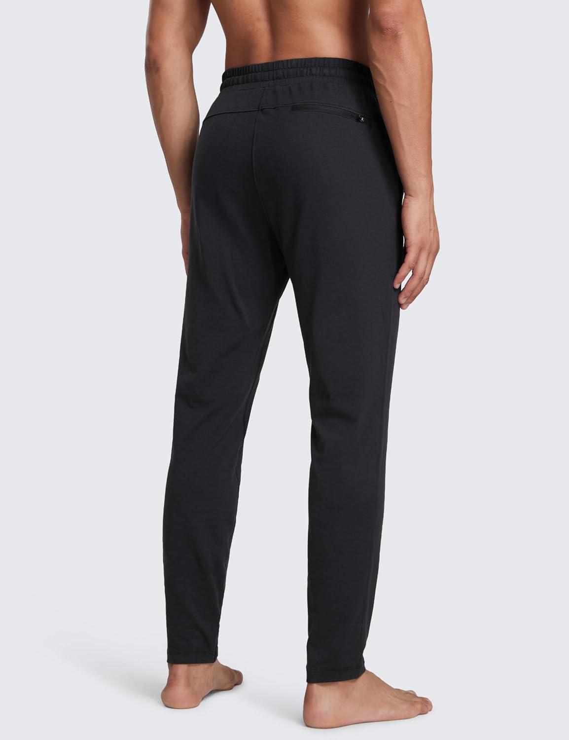 imageCRZ YOGA Cloud Jersey Lightweight Sweatpants for Men 30quot Workout Casual Lounge Open Bottom Pants with Zipper PocketsBlack