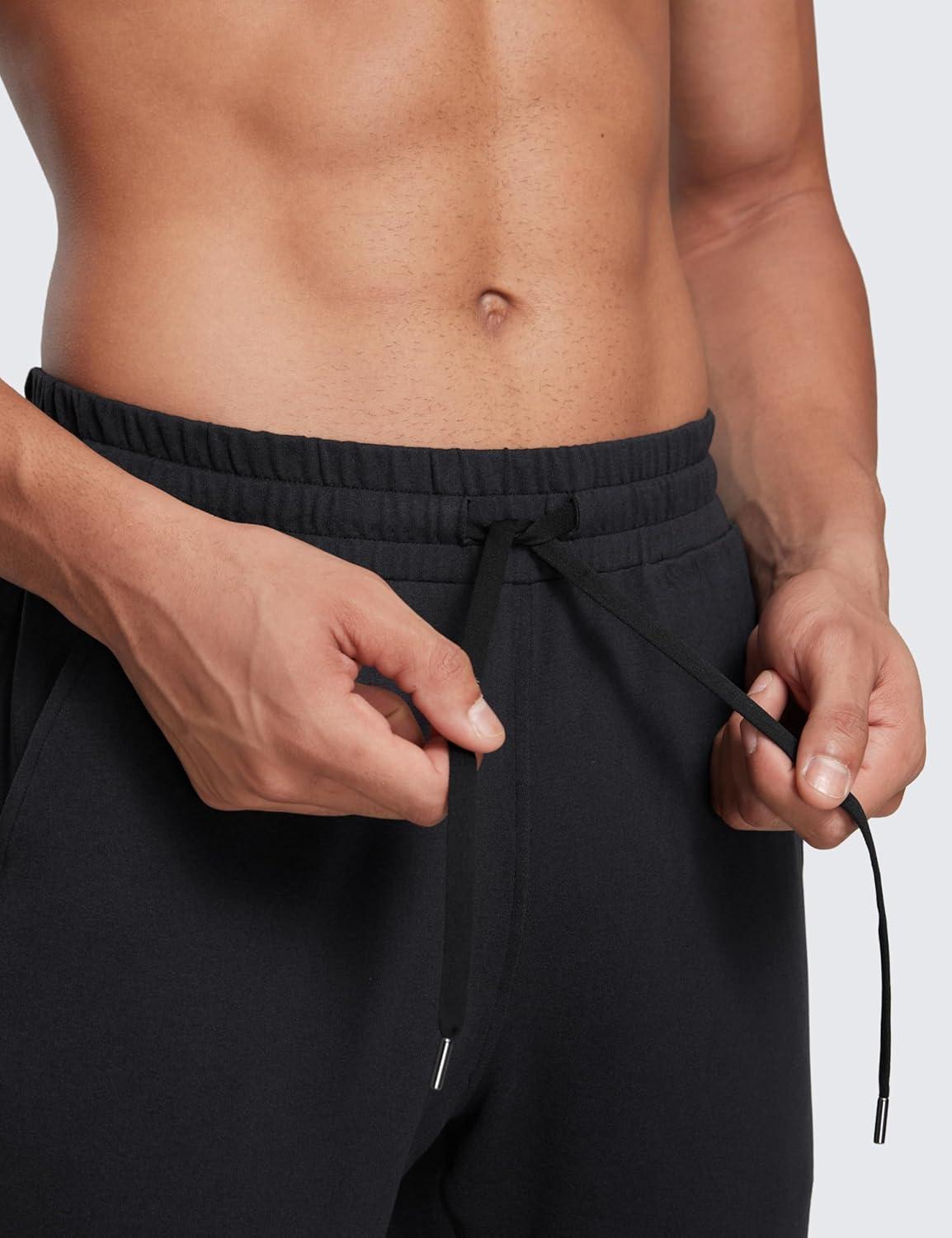 imageCRZ YOGA Cloud Jersey Lightweight Sweatpants for Men 30quot Workout Casual Lounge Open Bottom Pants with Zipper PocketsBlack