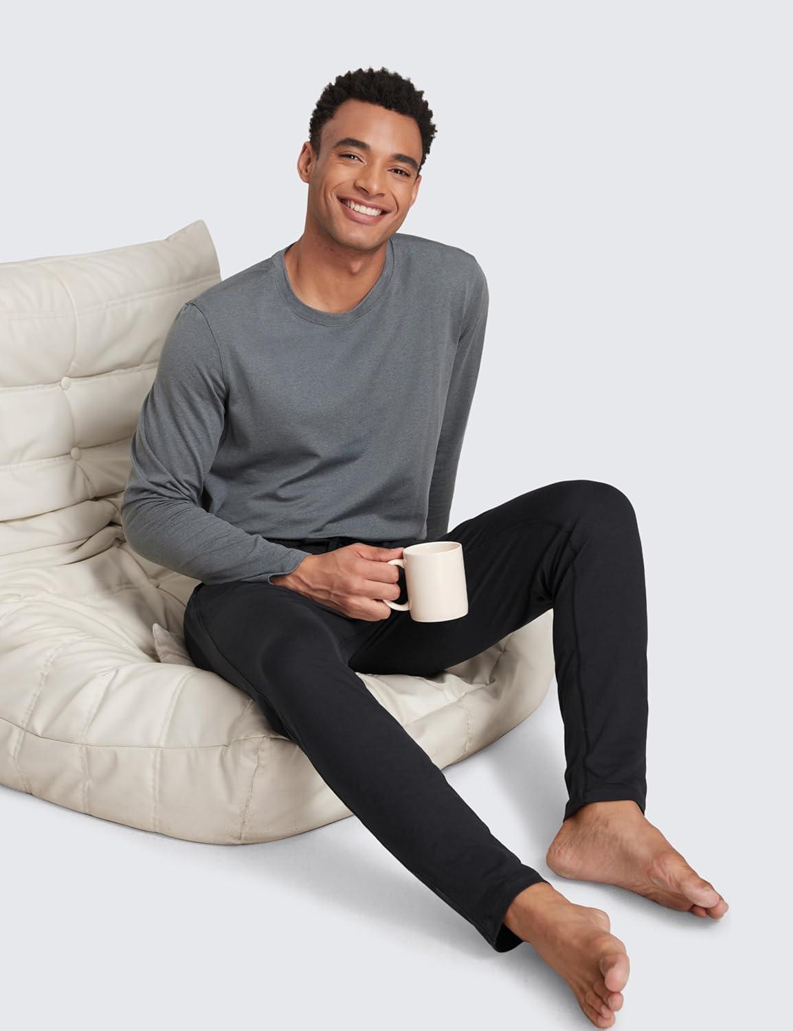 imageCRZ YOGA Cloud Jersey Lightweight Sweatpants for Men 30quot Workout Casual Lounge Open Bottom Pants with Zipper PocketsBlack