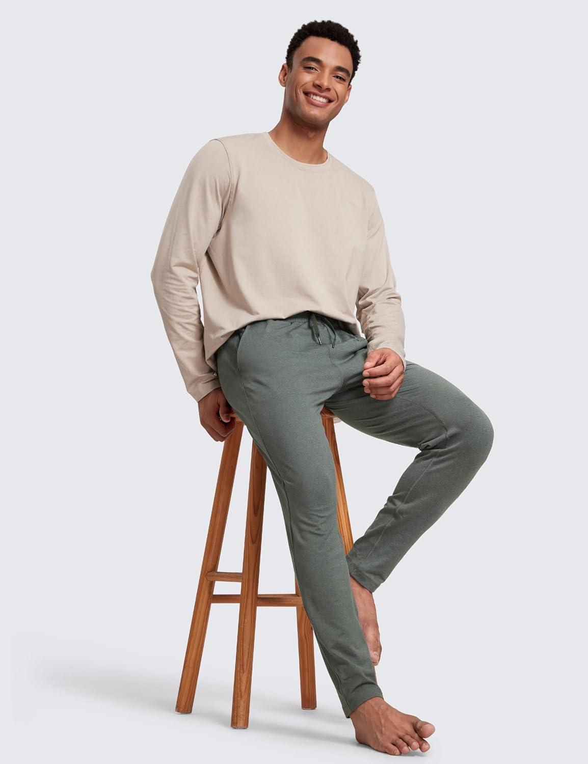 imageCRZ YOGA Cloud Jersey Lightweight Sweatpants for Men 30quot Workout Casual Lounge Open Bottom Pants with Zipper PocketsGrey Sage