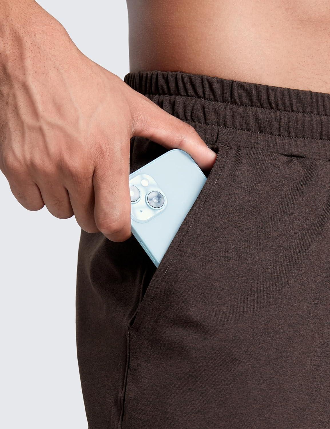 imageCRZ YOGA Cloud Jersey Lightweight Sweatpants for Men 30quot Workout Casual Lounge Open Bottom Pants with Zipper PocketsHot Fudge Brown