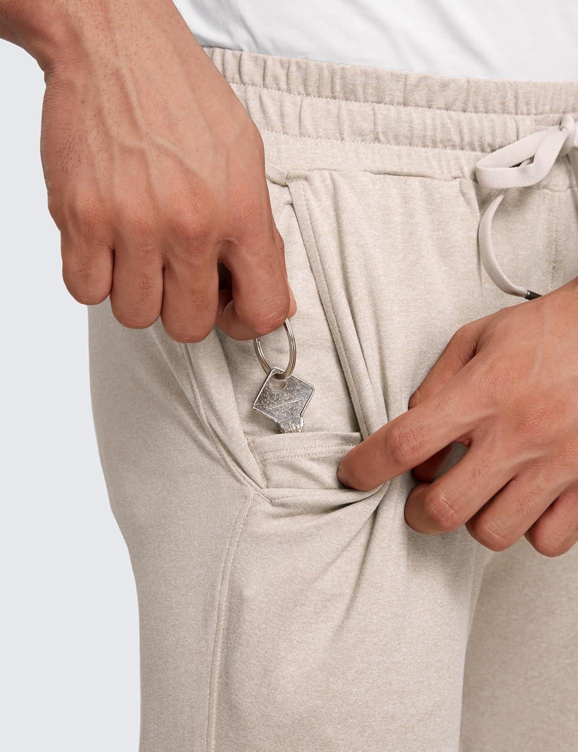 imageCRZ YOGA Cloud Jersey Lightweight Sweatpants for Men 30quot Workout Casual Lounge Open Bottom Pants with Zipper PocketsMojave Tan