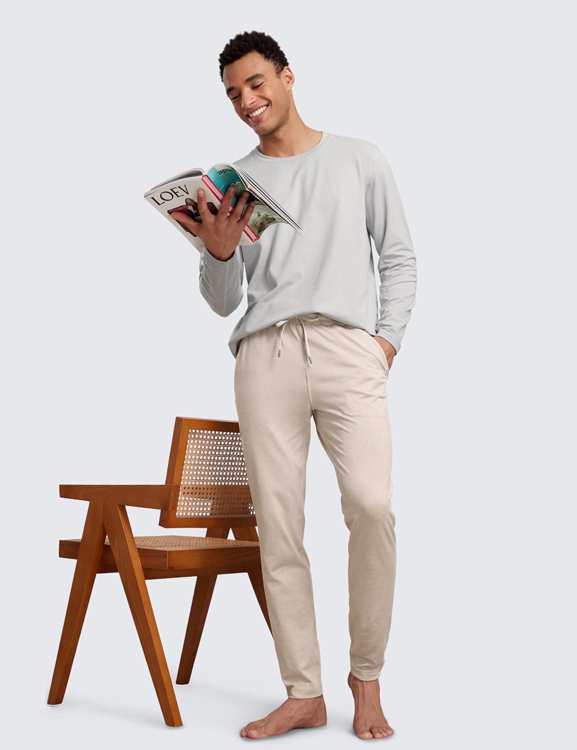 imageCRZ YOGA Cloud Jersey Lightweight Sweatpants for Men 30quot Workout Casual Lounge Open Bottom Pants with Zipper PocketsMojave Tan