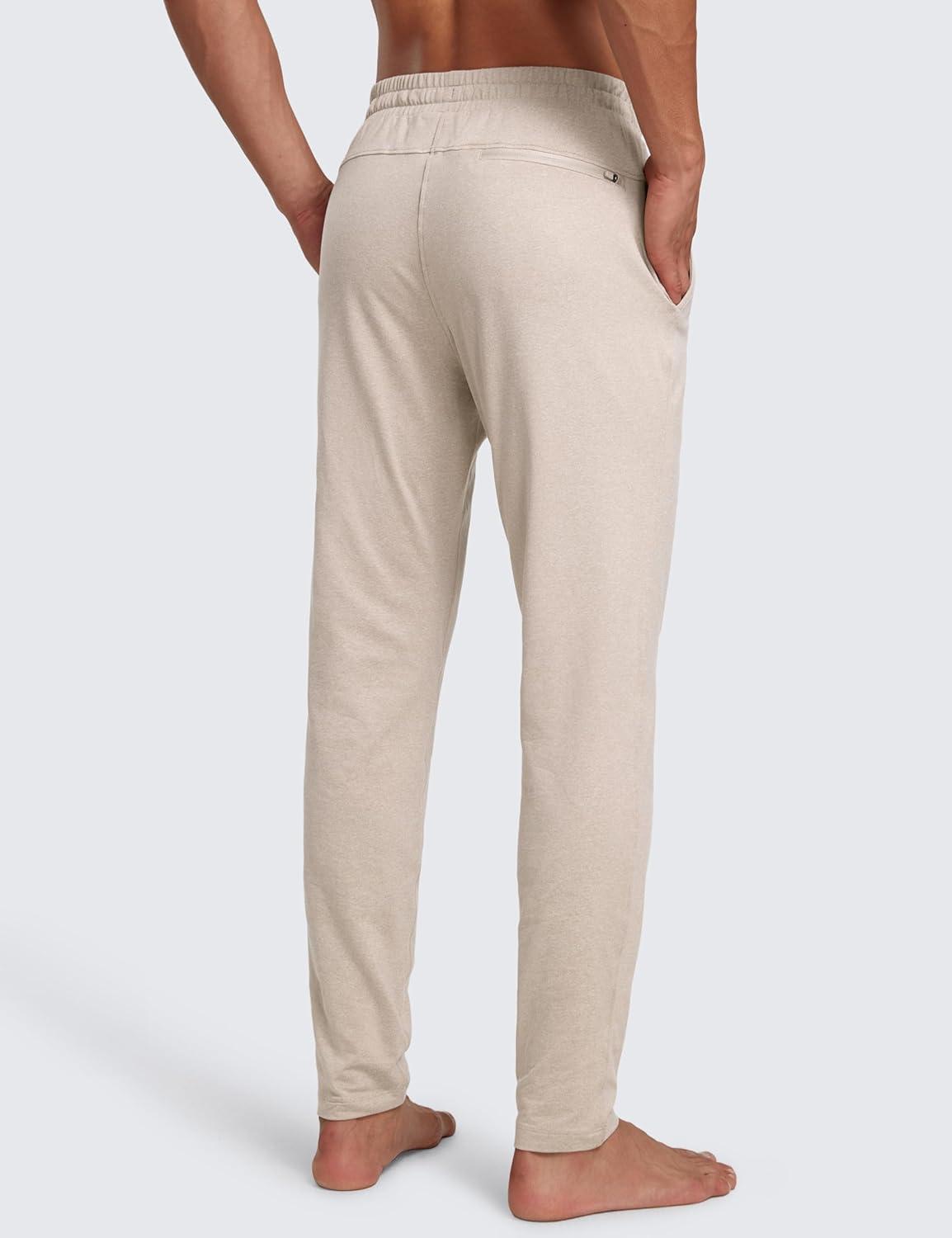 imageCRZ YOGA Cloud Jersey Lightweight Sweatpants for Men 30quot Workout Casual Lounge Open Bottom Pants with Zipper PocketsMojave Tan