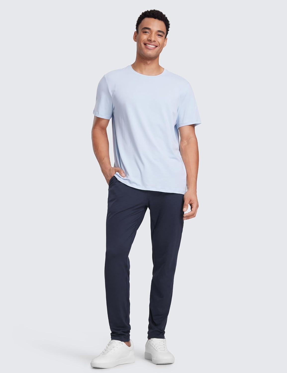 imageCRZ YOGA Cloud Jersey Lightweight Sweatpants for Men 30quot Workout Casual Lounge Open Bottom Pants with Zipper PocketsNavy