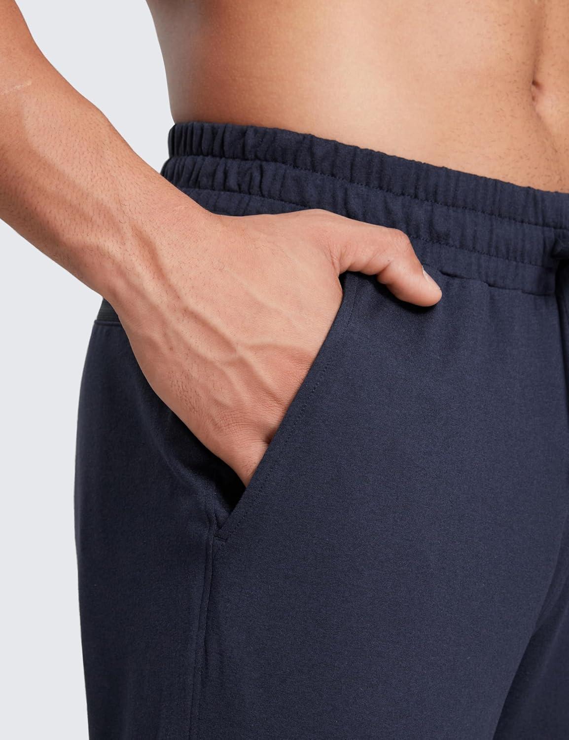 imageCRZ YOGA Cloud Jersey Lightweight Sweatpants for Men 30quot Workout Casual Lounge Open Bottom Pants with Zipper PocketsNavy