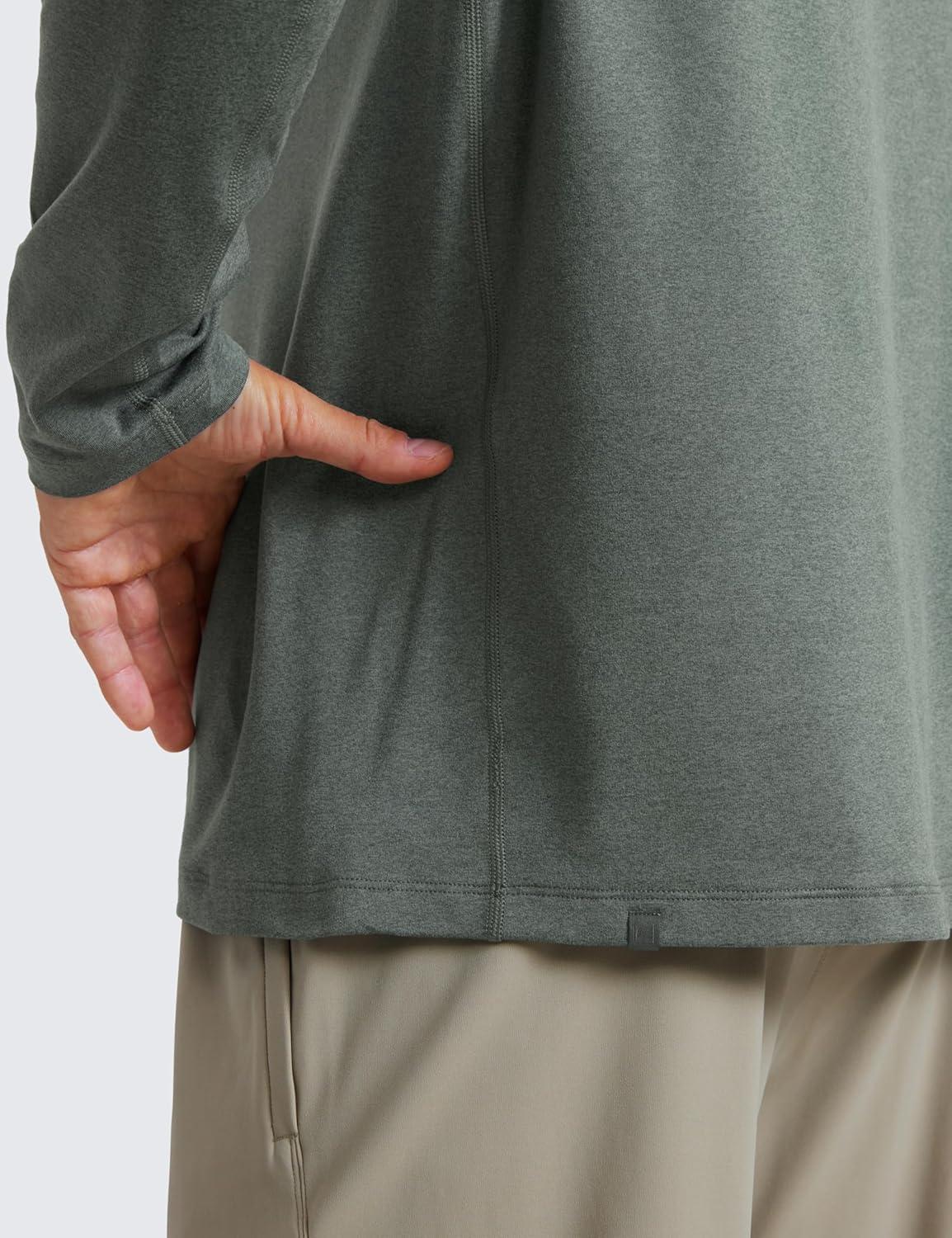 imageCRZ YOGA Cloud Jersey Long Sleeve Shirts for Men Crewneck Breathable Casual Workout TShirts Soft Basic TopsGrey Sage