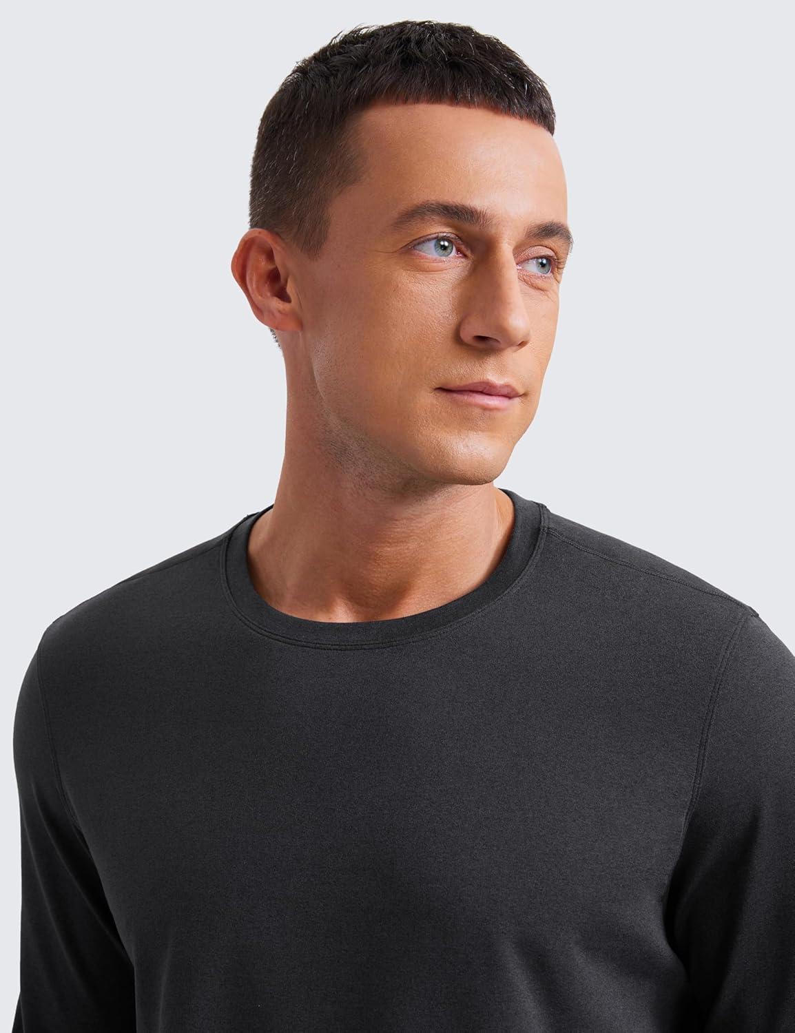 imageCRZ YOGA Cloud Jersey Long Sleeve Shirts for Men Crewneck Breathable Casual Workout TShirts Soft Basic TopsInk Gray