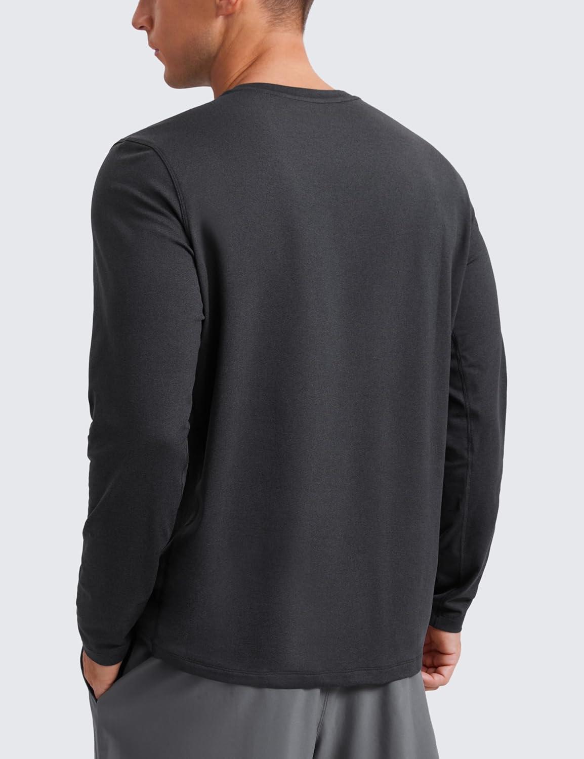 imageCRZ YOGA Cloud Jersey Long Sleeve Shirts for Men Crewneck Breathable Casual Workout TShirts Soft Basic TopsInk Gray