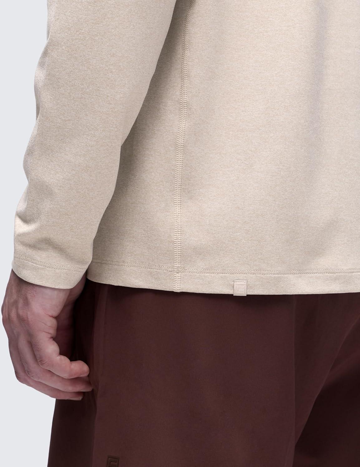 imageCRZ YOGA Cloud Jersey Long Sleeve Shirts for Men Crewneck Breathable Casual Workout TShirts Soft Basic TopsMojave Tan