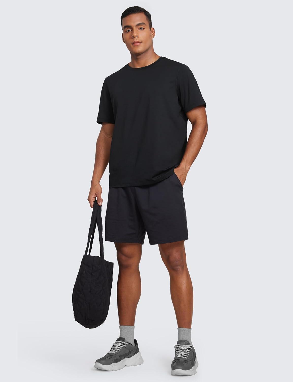 imageCRZ YOGA Cloud Jersey Midweight Shirts for Men Short Sleeve Soft Breathable Lounge Casual Athletic Basic TShirts TopsBlack