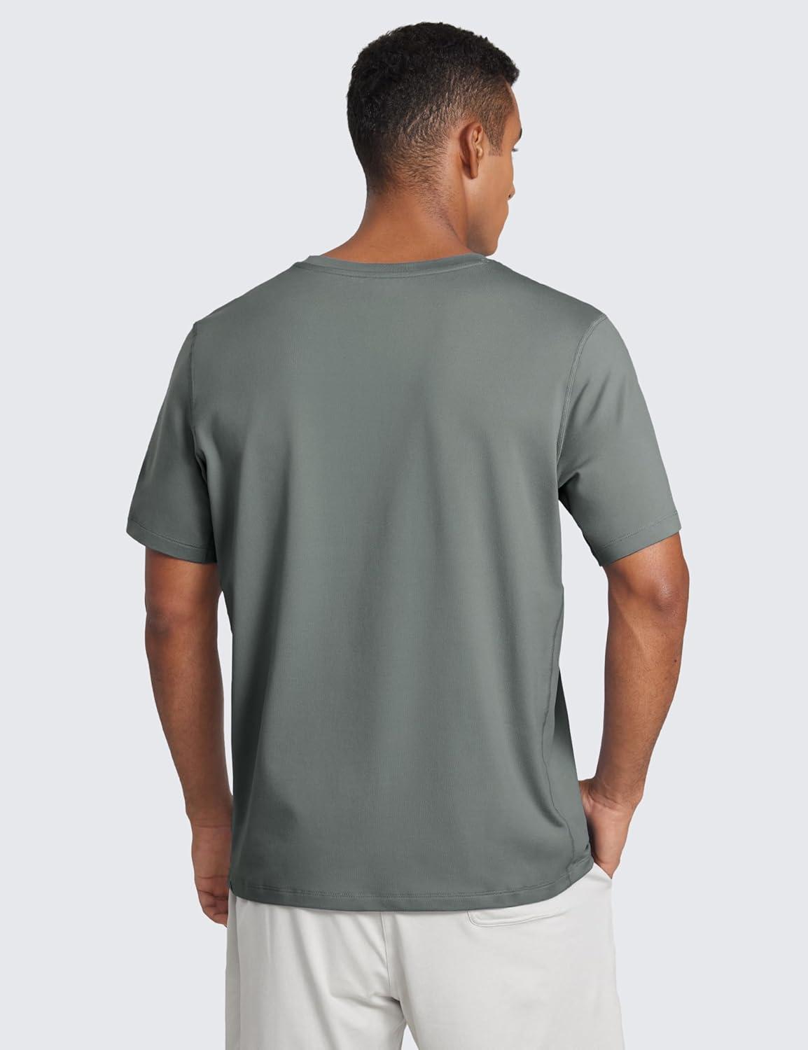 imageCRZ YOGA Cloud Jersey Midweight Shirts for Men Short Sleeve Soft Breathable Lounge Casual Athletic Basic TShirts TopsGrey Sage