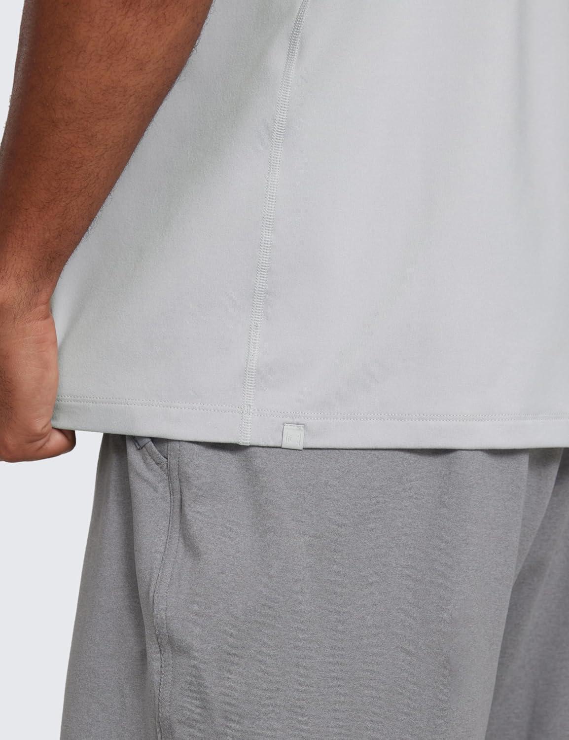 imageCRZ YOGA Cloud Jersey Midweight Shirts for Men Short Sleeve Soft Breathable Lounge Casual Athletic Basic TShirts TopsPlatinum Grey