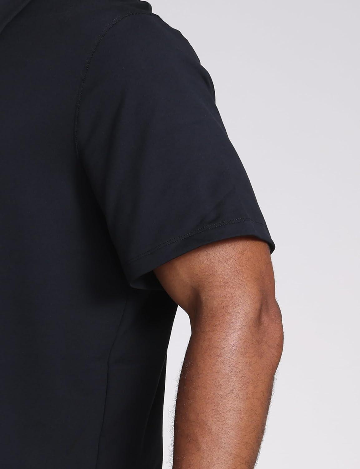 imageCRZ YOGA Cloud Jersey Polo Shirts for Men Midweight Golf Short Sleeve Tops Soft Athletic Casual TShirtsBlack